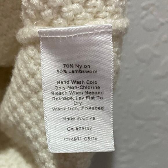 Talbots Short Sleeve Sweater Top Lambswool blend Sz XL Off White Cozy Cowl Neck - Picture 6 of 7